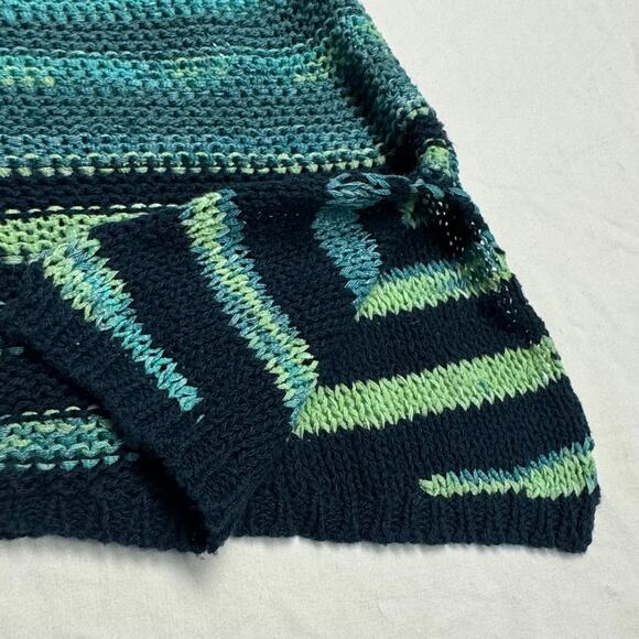 Chico's Asymmetric Hem Variegated Striped Sweater Turquoise Blue White Women M - Picture 9 of 10